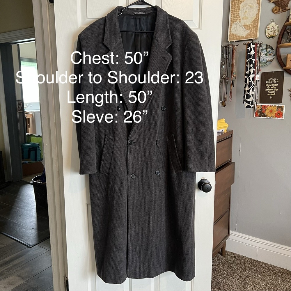 Todays Man XL Men Overcoat Wool Cashmere Made in Italy Double Breasted Gray